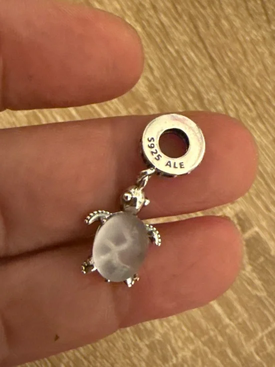 Unknown Brand Silver Turtle Charm with Frosted White Stone - Picture 1 of 3